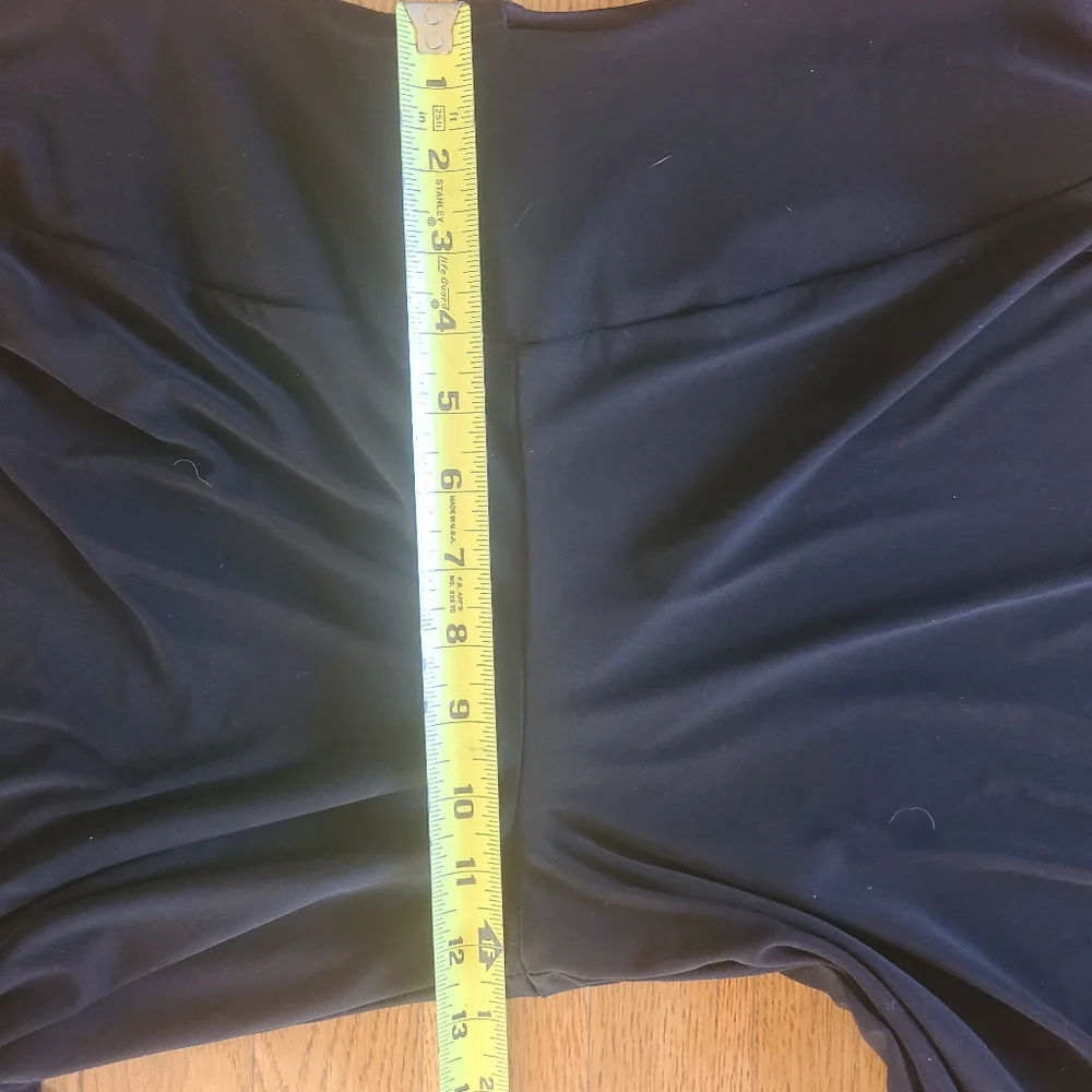 Black Wide Leg Jersey Knit Pants Women's Size L Mid Rise Pull On Casual